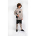 04-14 Years Old Boy Mink Color Be Strong Hooded Tracksuit Set