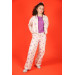 04 -14 Years Girl Child Purple Flower Embroidered Trousers