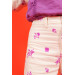 04 -14 Years Girl Child Purple Flower Embroidered Trousers