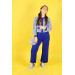 04-14 Years Old Girl Saks Blue Knitwear Cardigan Trousers Bag Triple Suit