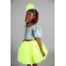 04-14 Years Old Girl Yellow Neon Tutu Skirt Denim Shirt Crown Three-Piece Suit