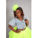 04-14 Years Old Girl Yellow Neon Tutu Skirt Denim Shirt Crown Three-Piece Suit