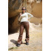 05-14 Years Old Girl Brown Color Leather Trousers
