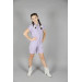 06-10 Years Old Girl Lilac Striped Short Jumpsuit