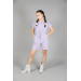 06-10 Years Old Girl Lilac Striped Short Jumpsuit