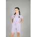 06-10 Years Old Girl Lilac Striped Short Jumpsuit