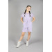 06-10 Years Old Girl Lilac Striped Short Jumpsuit