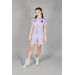 06-10 Years Old Girl Lilac Striped Short Jumpsuit