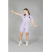 06-10 Years Old Girl Lilac Striped Short Jumpsuit