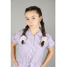 06-10 Years Old Girl Lilac Striped Short Jumpsuit