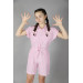 06-10 Years Old Girl Pink Striped Short Jumpsuit