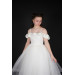 07-15 Years Girl Child Cream Color Floral Collar Evening Dress