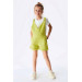 08-14 Years Girl's Pistachio Green Lace-Up Loose