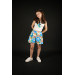 08-14 Ages Queen Peacock Blue Shorts Set