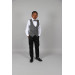 09 - 14 Years Boys Gray Linen Vest Suit
