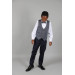 09 - 14 Years Boys Navy Blue Linen Vest Suit