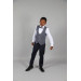 09 - 14 Years Boys Navy Blue Linen Vest Suit