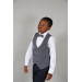 09 - 14 Years Boys Navy Blue Linen Vest Suit