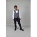 09 - 14 Years Boys Navy Blue Linen Vest Suit