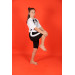 09-14 Years Old Girl Black-White Color Hooded T-Shirt Shorts Set