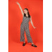 09-14 Years Old Girl's Black-White Color Pitikare Jumpsuit