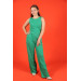 09-14 Years Old Girl Green Color Crop Trousers Set