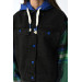 09-15 Years Unisex Black Color Hooded Denim Jacket