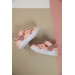حذاء خطوات المشي الأولى للبنات حديثي الولادة لون وردي بمقاسات بين 19 - 21