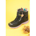 Size 31-35 Dudino Akı Funny Girl's Black-Lilac Color Waterproof Boots