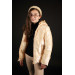 Girl's Beige Shiny Hooded Puffer Coat