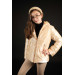 Girl's Beige Shiny Hooded Puffer Coat
