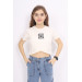 Girl Cross Patterned Crop T-Shirt 9-14 Years