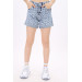 Girl's Letter Printed Denim Shorts 8-14 Years