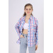 Girl's Square Patterned Plaid Shirt 9-14 Years