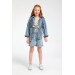 Girl's Teddy Bear Denim Shorts Salopet