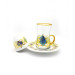 كاسة شاي طقم شاي 18 قطعة مزين لون ازرق وذهبي ل 6 أشخاص