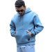 Light Blue Men's Oversize Hoodie Kangaroo Pocket Sweatshirt - Hoodie