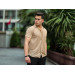 Striped Short Sleeve Fitted Shirt - Beige