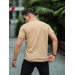 Striped Short Sleeve Fitted Shirt - Beige