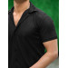 Striped Short Sleeve Fitted Shirt - Black