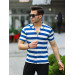 Striped Cotton Knit Premium Fit Shirt - Blue