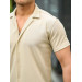 Textured Short Sleeve Fit Shirt - Light Beige