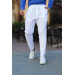 Double Leg Pleated Knitted Linen Trousers - White