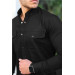 Fit Denim Shirt - Black