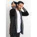 Men's Sleeves Patterned Poncho Cardigan Smoked