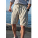 Men's Striped Cotton Knitted Shorts Khaki