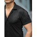 Jacquard Stick Pattern Fit Shirt - Black