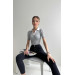 Short Sleeve Knitwear Blouse - Gray