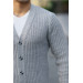 Nopenli Roving Knitted Buttoned Cardigan - Light Gray