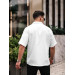 Oversize Ribbed Short Sleeve Shirt - White